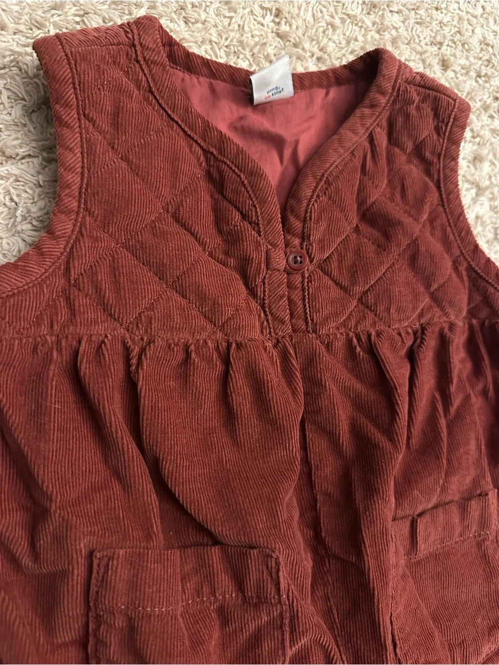 Old Navy Baby Girls Rust Corduroy Sleeveless Romper - 6-12M